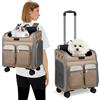 PETCUTE Zaino Trolley per Cani e Gatti,Zaino Portatile per Cani con Tasche Frontali,Multifunzionale,Traspirante Zaino per Gatti Grande con Ruote,Zaino per Animali Domestici,Tappetino Rimovibile
