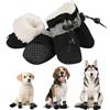YUSHWENPTY 4 PCS Scarpette per Cani, Calzini per Cani Antiscivolo, Scarpe Cane con Cinghie Riflettenti, Scarpe Cane Neve Caldo, Scarpe Protettive Delle Zampe per Cani di Piccola e Media Taglia (Nero-Taglia 7)