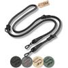 PiuPet® Guinzaglio per Cani 2m, Regolabile in 3 Posizioni, Nero | Resistente fino a 200kg, ideale per addestramento e passeggiate, Materiale in cotone-poliestere con finiture in cuoio