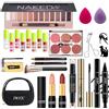 JWEX Set completo di trucco completo per donne e principianti, ombretto, fondotinta, rossetto, eyeliner, mascara, sapone per sopracciglia, set regalo trucco per donne e ragazze adolescenti