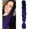 Cybelleza Treccine Extension Capelli Sintetici per Treccine Africane 1 Ciocche Trecce Jumbo Braiding Hair (Nero&Viola)