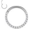 hengkaixuan G23 Titanio 6mm CZ Anelli al Naso Setto Clicker Segmento Helix Cartilagine Orecchini Hoop Daith Piercing Gioielli