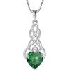 FJ Collana Nodo Celtico Irlandesi in Argento Sterling 925 Ciondolo Infinito con Pietre Portafortuna Maggio Smeraldo Collana per Donna