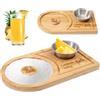 GLOBLELAND Margarita - Set di saliera in bambù e vetro, con ciotola, per zucchero e sale, per bicchieri larghi, strumento da barista per cocktail e margarita