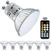 EACLL Lampadine LED GU10 Con Telecomando, 4.8W Equivalente 60W, 6 pezzi, 5 Temperature Colore Dimmerabili Tramite Telecomando, Bianco Extra Caldo/Caldo/Neutro/Freddo, con Funzione di Memoria