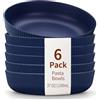 HOMQUEN Piatti Fondi, Set di 6 Ciotole per Pasta Grandi, Insalatiere da 1100 ml, Ciotole per Zuppa Blu, Ciotole per la Cena in Plastica Infrangibile, Set di Stoviglie (Blu)