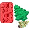 Shibida Stampi Natalizi in Silicone per Cioccolatini,Shibida 2 Pezzi Stampi Natalizi in Silicone stampis Natale per Mini dolcetti fiocchi di neve 3D, pupazzo di neve,albero di Natale,pan di zenzero