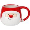 MIJOMA Tazza di Natale 370 ml in dolomite - Tazza in design 3D festivo con manico rosso - Tazza di Natale per cacao e caffè (Babbo Natale)