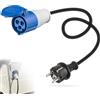 Aurobest H07RN-F 3G2.5 Adattatore Caravan, IP44 Presa CEE con Cappuccio Protezione, 35cm Cavo Gomma Campeggio, 2 Poli Spina Schuko, 230V 16A Spine Roulotte, Prolunga Camper per Barca, Esterno