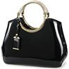 HOXIS Borsa a tracolla strutturata da donna con impugnatura in metallo lucido, Nero, Medium