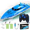 Habuddy Barca RC, mini barche ad alta velocità da 2,4 GHz, barche telecomandate per piscine e laghi, moto d'acqua radiocomandate per bambini, 30+ minuti, 2 batterie