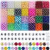 JRSHIRLEYLTD 1960 perline da 6 mm, 28 colori, perline sfuse multicolore per lavori manuali con fori per la creazione di gioielli, piccole perline di riempimento per la creazione di bracciali, collane,
