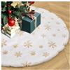 XZXWZX Gonna per albero di Natale, morbida gonna in peluche bianco, diametro 60 cm, fiocchi di neve dorati, decorazione per feste di Natale e Capodanno (spessore extra)