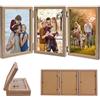 Cornice Portafoto Tripla In Legno Con Vetro 13x18 Cm – Pieghevole E Da Tavolo Argento