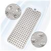 ADOV Tappetino Doccia Antiscivolo, 100x40cm Extra Lungo Antibatterico Tappeto Doccia con 200 Ventose e Drenaggio, Lavabile in Lavatrice Antimuffa Tappetino Vasca da Bagno per Bambini Anziani-Grigio