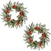 Zavothy 2PCS Corona di Natale per porta 50 cm, corona natalizia, corona artificiale con pigne e palline di Natale, corona dell'Avvento, decorazione natalizia, decorazione per la porta di casa, verde