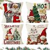 Set di 4 copricuscini decorativi natalizi - Babbo Natale, Pupazzo di