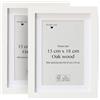 Framelane Set di 2 cornici in legno bianco 13 x 18 cm, elegante cornice in rovere bianco, finitura di alta qualità, legno resistente certificato FSC, include cavalletto e clip in metallo