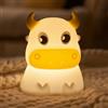 Elitecran Lampada bue Carina, Luce Notturna Ricaricabile per Bambini, Lampada Animale con Sensore Tattile, LUce NOtturna in Silicone Morbido, Luce Notturna a LED per Bambini che Dormono per Camera, Adulto