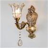 WayLuoung Lampada Da Parete Floreale Vintage 1 Testa Paralume In Vetro Cristallo Applique Parete Lampada Parete In Metallo Con Decorazione Color Bronzo Dorato Retrò Comodino (Base E14 Senza Lampadina)