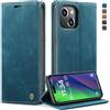 Monweicz Cover Compatibile con IPhone 14 Plus, Custodia Portafoglio con Slot per Scheda, Protezione Completa Premium in Pelle PU, Flip Libro Magnetica IPhone 14 Plus, Blu-verde