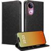 MOJIA Cover per Vivo V50 5G, [Forte Chiusura Magnetica] Case Portafoglio in Pelle PU Premium, Custodia a Libro per Telefono con Porta Carte. Nero