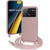 FERLAN Cover compatibile con Xiaomi Redmi K70E/Poco X6 Pro,Custodia con Laccio Collana Tracolla Collo Liquido Silicone Antiurto TPU Antiurto AntiGraffio Protettiva Case,Rosa sabbia
