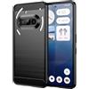 WJXEXRS Cover per Nothing Phone 3A, Custodia Spazzolata e Fibra di Carbonio Morbido Silicone TPU Slim Fit Case, Antiurto, Antigraffio, Antiscivolo, Protezione Grado Militare Nothing Phone 3A -Nero