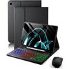 MicroTunk Per Samsung Galaxy Tab A8 (2021) 10,5 Pollici Cover Con Wireless Bluetooth Retroilluminati Tastiera Italiano (QWERTY) e mouse ，Custodia Protettivar Con funzione magnetica Backlit Keyboard Case