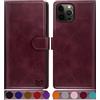 SUANPOT Cover per iPhone 12 Pro Max 6,7 pollici Blocco RFID Portafoglio Slot CarteSupporto Cellulare Magnetica custodia Pelle Sintetica Cover per iPhone 12 Pro Max Vino Rosso