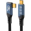 PremiumCord Cavo di Collegamento USB4™ Versione 2, Thunderbolt 4, 16K a 60 Hz, Cavo Dati Ultraspeed fino a 80 Gbps, E-Marker, USB Type-C Angolato, Ricarica Rapida fino a 240 W, Blu, Lunghezza 0,8m