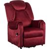 POLTRONE ITALIA Detraibile 19% Poltrona Relax Elettrica 2 motori, reclinazione indipendente schienale pediera 4 ruote spostare utente soffice seduta indeformabile tessuto premium elettricaRosso