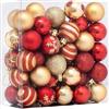 Buylorco 50 palline di Natale da 4,1 cm, decorazioni per albero di Natale, ghirlande decorative, ganci rossi e dorati, 4 cm