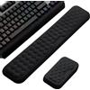 KOSLEOW Set Poggiapolsi per Tastiera e Mouse in Memory Foam, Cuscino Ergonomico con Superficie Massaggiante e Base Antiscivolo, Nero per Ufficio, PC, Laptop, Gaming di
