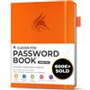 Clever Fox Rubrica con schede, indirizzi Internet e password Organizer Logbook con schede alfabetiche. Taccuino per computer e siti web di grandi dimensioni (arancione)