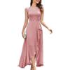Bbonlinedress Abito da Sera Elegante per Matrimonio Scollatura a V Pizzo Chiffon Hi-Lo Damigella d'Onore Partito Prom Dress Long Blush 2XL