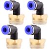 ANGEEK set da 4 pezzi, 6 mm - 1/2, raccordi pneumatici a gomito a 90° con filettatura maschio PT, adatti per il collegamento rapido di tubi flessibili, accessori compressori d'aria