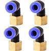 ANGEEK set da 4 pezzi, 6 mm - 1/4, raccordi pneumatici a gomito a 90° con filettatura interna PT, adatti per il collegamento rapido di tubi flessibili, accessori compressori d'aria