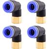 ANGEEK set da 4 pezzi, 8 mm - 1/8, raccordi pneumatici a gomito a 90° con filettatura interna PT, adatti per il collegamento rapido di tubi flessibili, accessori compressori d'aria