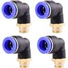 ANGEEK set da 4 pezzi, 12 mm - 1/4, raccordi pneumatici a gomito a 90° con filettatura maschio PT, adatti per il collegamento rapido di tubi flessibili, accessori compressori d'aria