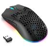 CROSS ZEBRA Mouse da gioco per PC T66, BT/2.4G wireless/cablato, guscio leggero a nido d'ape, programma macro, luce RGB fredda, batteria grande da 650 mAh, 3600 DPI, per PC gamer, nero
