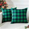 JOTOM Set di 2 Fodere per Cuscini Buffalo Controllo Plaid Copri Cuscino per Casa Divano Auto Plaid natalizi Tartan Federe Decorative 60 x 60 cm (Verde e Nero)