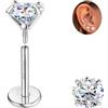 Sllaiss Orecchini Moissanite Uomo Donna in Titanio G23 Punto Luce Diamante Brillante VVS1 Certificata D Color Oro 18K Orecchino Singolo a Lobo Anallergici Senza Nichel Piercing 0.6 CT