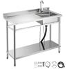 VEVOR Lavandino Mobile da Cucina 1200 x 500 x 940 mm, Vasca Singola con Rubinetto e Ripiano, Lavello da Cucina per Garage, Ristorante, Lavanderia, Lavabo da Esterno con Piano di Lavoro Sinistra