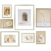Frametory, set di 7 cornici in alluminio - Kit da parete oro - Visualizza una foto da 11 x 14, due 8 x 10 e quattro foto da 12,7 x 17,8 cm per la decorazione della casa