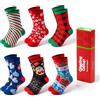 Giggling Getup Confezione da 6 calzini invernali di Natale per donne e uomini, in caldo cotone con motivo scozzese, per donne, vacanze di Natale, regalo di compleanno, regali di Natale per donne per