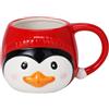 MIJOMA Tazza natalizia da 370 ml in dolomite - Tazza in design 3D festivo con manico rosso - Tazza di Natale per cacao e caffè (pinguino)