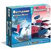 Clementoni- Battaglia Navale + Dama Tavolo, Gioco di società per Tutta la Famiglia, 2 Giocatori, 6 Anni+, Made in Italy, Multicolore, 16305