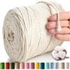 MeriWoolArt® Corda di Cotone 4mm 225m Corda Macramè Naturale, Filato Morbido per Tessuto da Parete, Macrame Fatto A Mano Parete Appeso Boho, Piume Macramè Acchiappasogni, Decorazione Macramè Fai Da Te