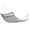 SONGMICS Amaca in Tessuto Trapuntato con Aste Curve in Bamboo Rimovibili, Cuscino, 200 x 140 cm, Capacità di Carico da 225 kg, Grigio e Rombi Beige GDC034G02